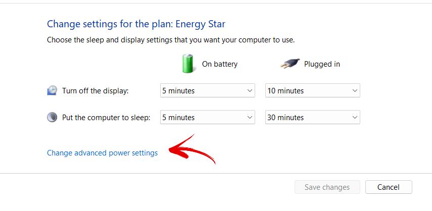 Change Advance Power Setting