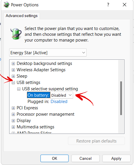 Select USB Settings